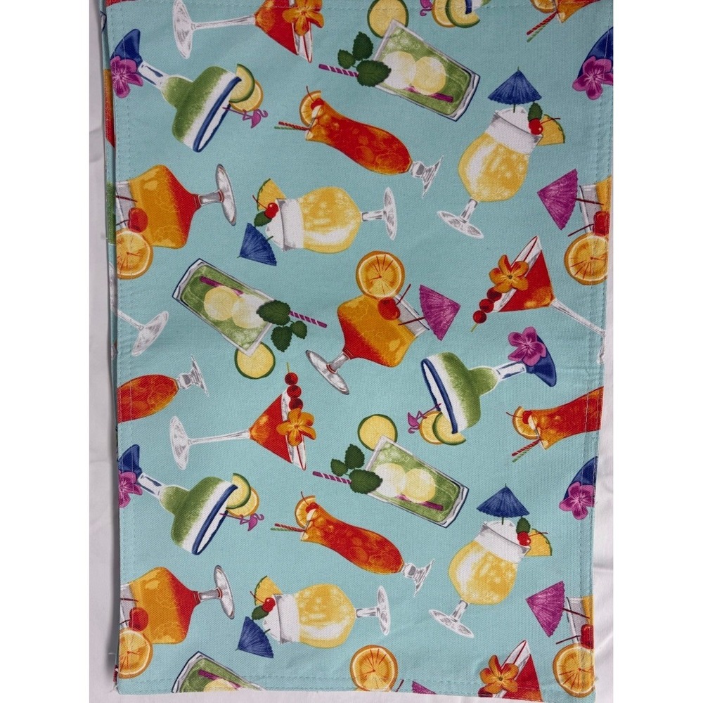 Set Of 4 Tommy Bahama Blue Cocktails Print‎ Indoor Outdoor 13x19 Summer Colorful